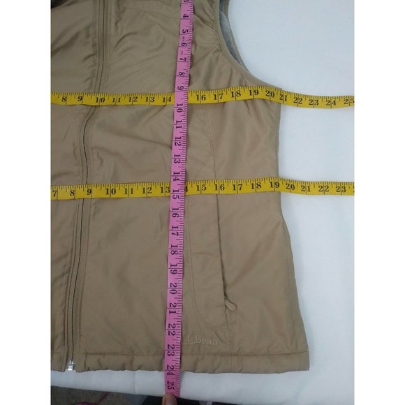 L.L. Bean Faux Fur Lined Hooded Vest tan Women Size medium - Picture 5 of 7
